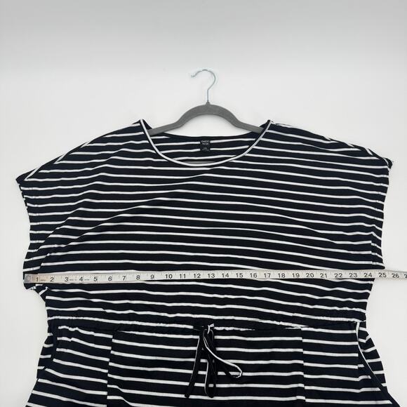 Emery Rose Women's Short Sleeve Striped Drawstring Black White Shirt Dress 4XL - Picture 9 of 10